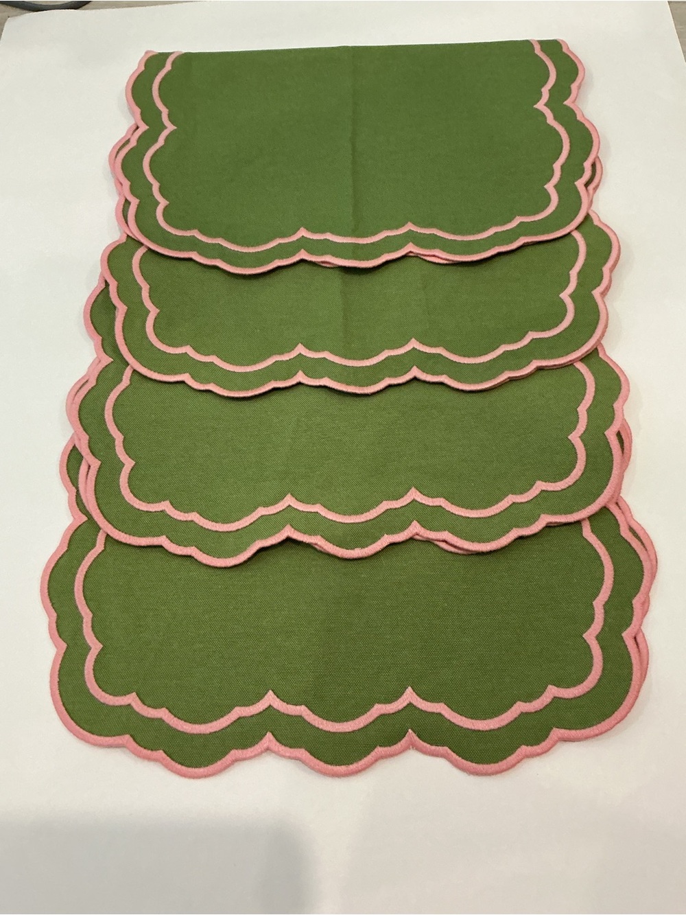 Flying Sheep Country Isabella Green and Pink Placemats  Set of 4
